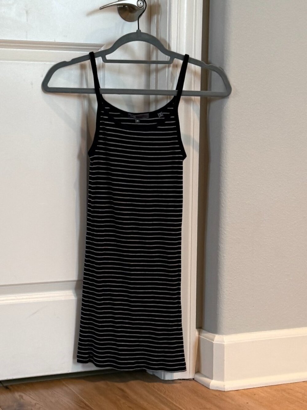 Vince Ribbed Tank Top Navy Blue With White Stripes XS